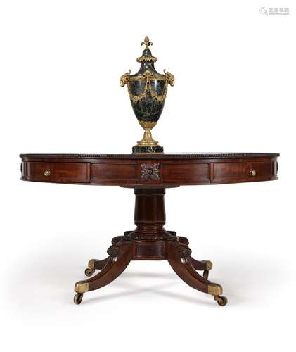 A Regency mahogany drum library table, attributed to Gillows, circa 1815