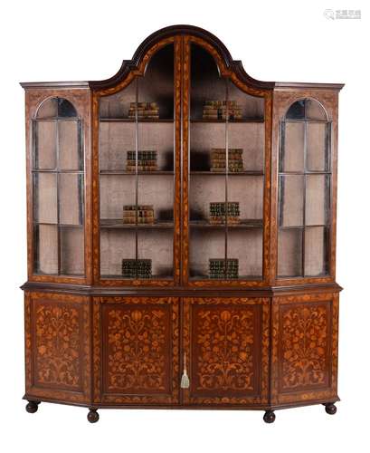 A Dutch mahogany and marquetry inlaid display cabinet, second half 19th century