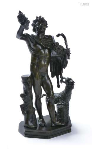 An Italian patinated bronze of the Bacchic Faun or 'Faun in Rosso Antico', after the Antique, probab