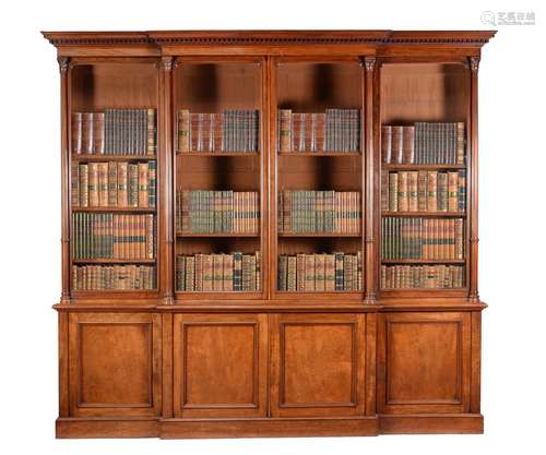 A Victorian mahogany breakfront library bookcase, circa 1870