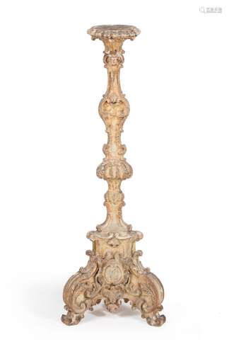 A William & Mary carved gilt wood and gesso altar stick or torchere, circa 1690