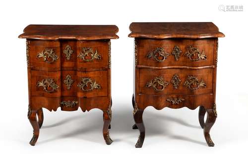 A matched pair of Continental walnut commodes, late 18th/early 19th century