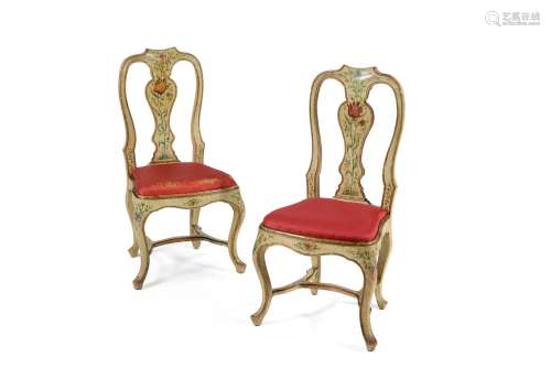 A pair of Genoese cream and polychrome painted chairs, circa 1770