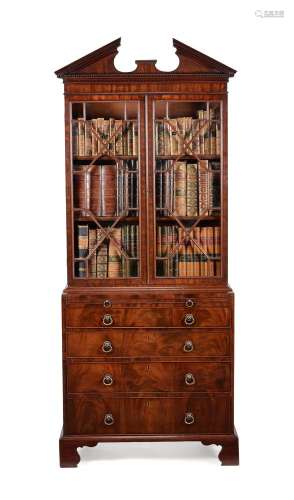 A George III mahogany cabinet on chest, circa 1780
