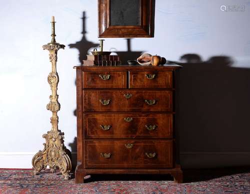 A George I walnut chest of drawers, circa 1725