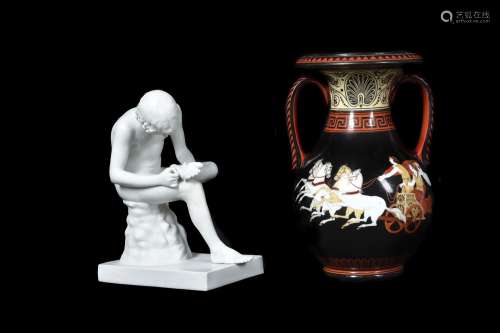 A Continental porcelain Etruscan-style vase, circa 1830-50