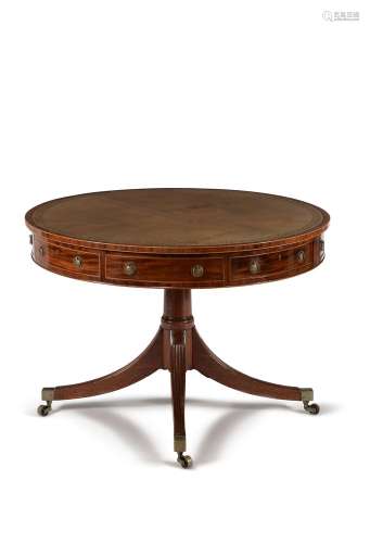 A George III mahogany drum library table, circa 1800