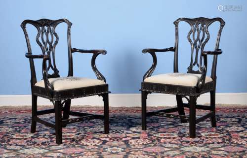 A pair of George III Irish mahogany armchairs, circa 1780