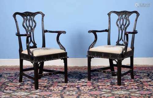 A pair of George III Irish mahogany armchairs, circa 1780