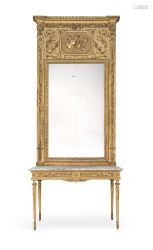 A Swedish giltwood and gilt composition mirror and console table, in late 18th century style, late 1