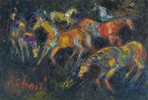 Masood Kohari (Pakistani b. 1939), Horses
