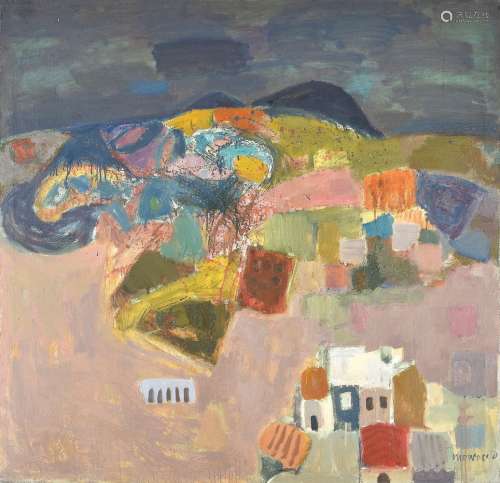 Alberto Morrocco (Scottish 1917-1998), Hillside with Village, Rovia