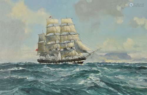 Leslie Arthur Wilcox (British 1904-1982), The Blackwall frigate Windsor Castle Off Table Mountain on