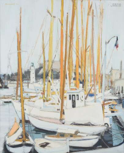 Michel Dureuil (French b. 1929), Boats in a harbour