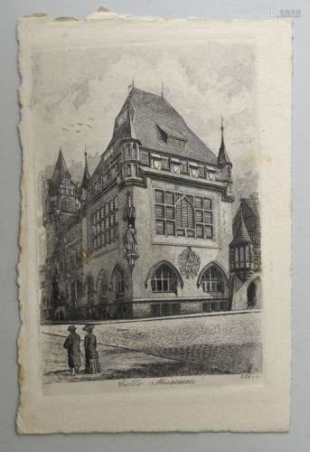 4 Ansichten-Postkarten der Stadt Celle (Niedersachsen), um 1905