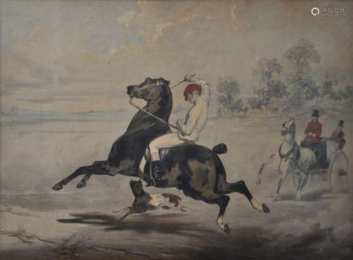 Zwei Bl. Reiter-/ Pferdedarstellungen, England.