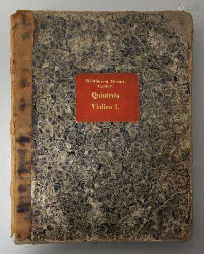 5 Bände Notensätze für Streichinstrumente: Quintette von L. v. Beethoven, W. A. Mozart undbr
