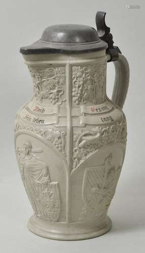 Weinkanne, Mettlach, Villeroy & Boch, um 1880