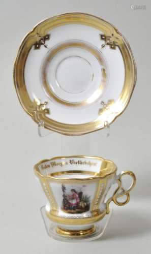 Tasse mit Untertasse, Tiefenfurt, C.H.Tuppack, Mitte 19. JH.