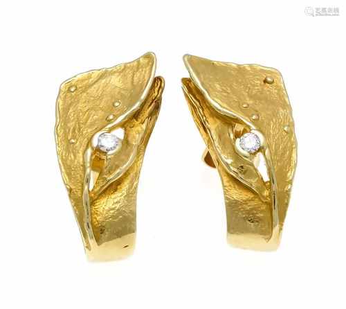 Brilliant stud earrings GG 585/000 with 2 brilliants, total 0.06 ct TW / VS, L. 22 mm, 5.5