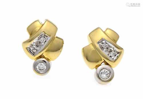 Brilliant stud earrings GG / WG 417/000 with 6 brilliants, total 0.10 ct W / VS, nuts