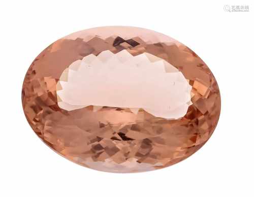 Morganite 46.67 ct oval fac., Excellent color and purity, 28.6 x 21.6 x 12.9 mm