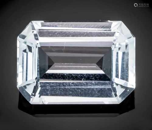 Aquamarine 11.93 ct, in a very light blue, very little internal features, emerald cut,