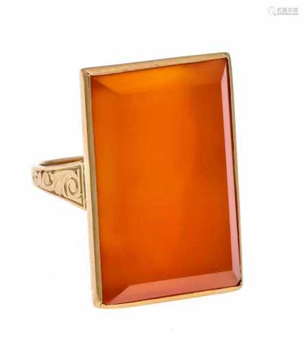 Carnelian ring GG 585/000 with a rectangular fac. Carnelian 29 x 19.5 mm, ring size 58,