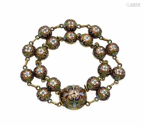 Enamel bracelet, gold-plated, with colored enamel, defective clasp, length 20 cm, 24.2 g