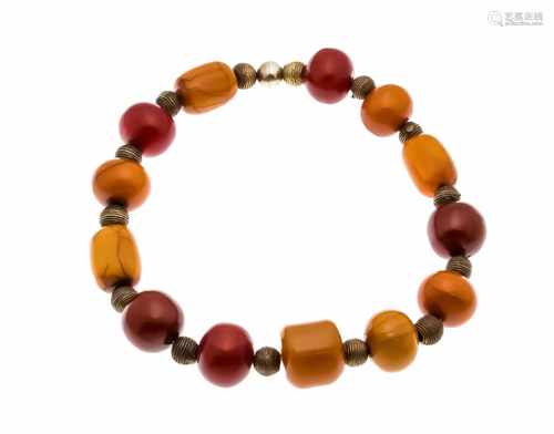 Amber necklace with Langer magnetic clasp 925/000 reddish and honey-colored amber