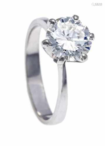 Brilliant ring platinum with a brilliant-cut diamond 1.94 ct TW / flawless, ring size 53,
