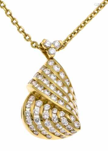 Brilliant pendant GG 585/000 with 66 diamonds, total 2.50 ct TW / VVS, L. 30 mm, chain GG