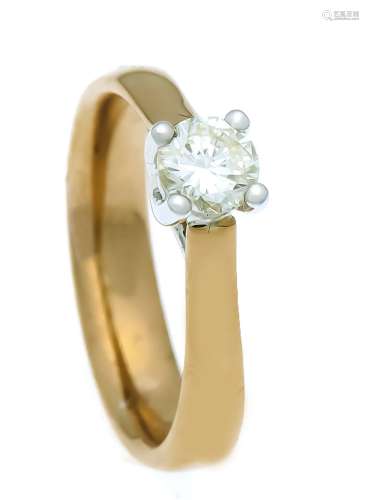 Brilliant ring RG / WG 585/000 with a diamond 0.48 ct tinted White / VS, RG 54, 4.6 g