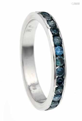 Ocean Blue Brilliant-Ring WG 585/000 with diamonds, totaling 0.50 ct fancy Blue Ocean /