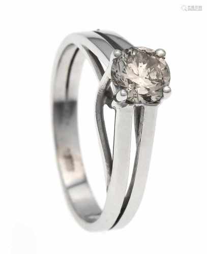 Brilliant ring WG 750/000 with a brilliant 0.76 ct fancy champagne / PI, ring size 3.6 g,