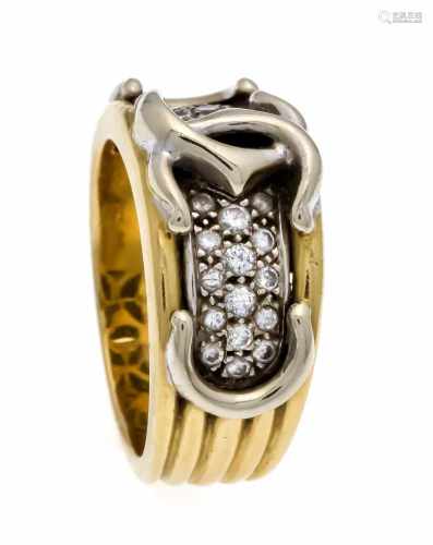 Brilliant ring GG / WG 750/000 with 30 diamonds, total 0.40 ct W / SI, RG 58, 15.8 g