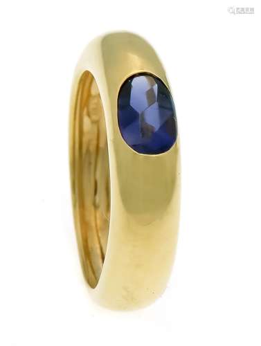 Sapphire ring GG 750/000 with an oval sapphire cabochon 7.5 x 5 mm, ring size 56, 6.2 g