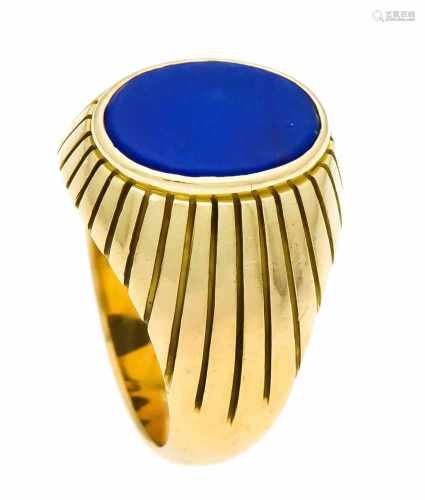 Lapis lazuli ring GG 750/000 with an oval lapis lazuli plate 12.6 x 9.5 mm, ring size 54,