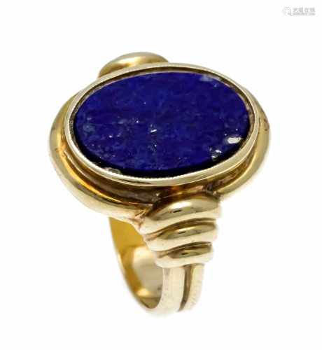 Lapis lazuli men's ring GG 585/000 with an oval lapis lazuli plate 17 x 12.5 mm, ring size
