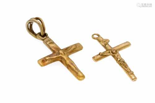 2 cross pendants GG 750/000 L. 30 - 25 mm, 4.5 g