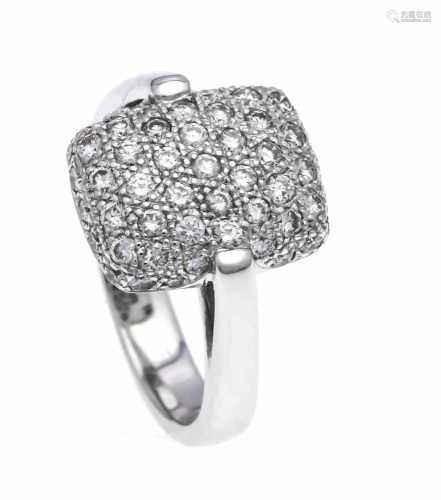 Brilliant ring WG 750/000 with diamonds, total 0.91 ct TW-W / SI, RG 52, 6.0 g