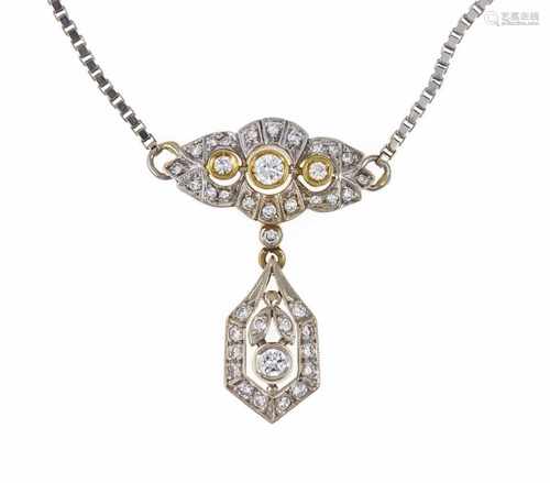 Brilliant necklace GG / WG 585/000 with diamonds and diamonds, total 0.40 ct TW / -W /