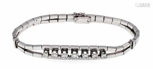 Brilliant bracelet WG 750/000 with 7 brilliants, total 1.0 ct slightly tinted White /