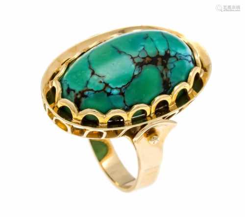 Matrix turquoise ring GG 750/000 with an oval matrix turquoise 21 x 13 mm, ring size 55,