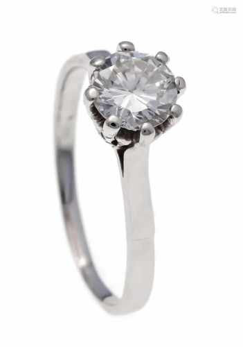 Brilliant ring WG 585/000 with a brilliant 1.01 ct Top Wesselton - Wesselton (G-H) / VS,