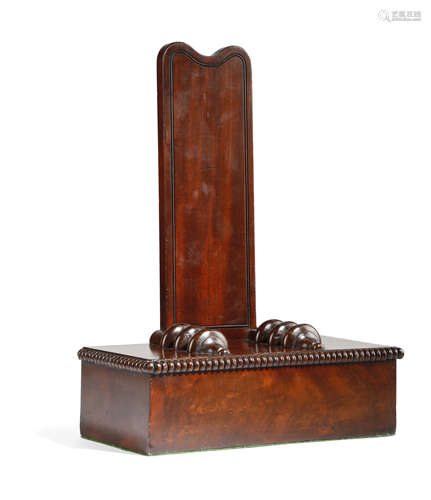 A GEORGE IV MAHOGANY PLATE STAND EARLY 19TH CENTURY with nulled decoration, the weighted box base