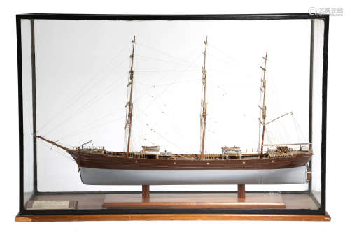 A SCALE MODEL OF THE THREE-MASTED SCHOONER 'ACAMAS' FIRST HALF 20TH CENTURY with wooden masts,