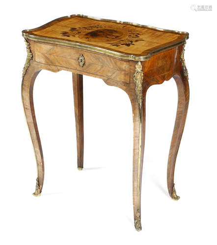 λ A ROSEWOOD AND MARQUETRY TABLE A ECRIRE IN LOUIS XVI STYLE EARLY 19TH CENTURY, RETAILED BY EDWARD