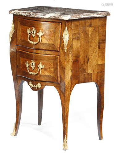 λ A LOUIS XV ROSEWOOD AND KINGWOOD PETIT COMMODE BY JEAN-CHARLES ELLAUME c.1760 with ormolu mounts,