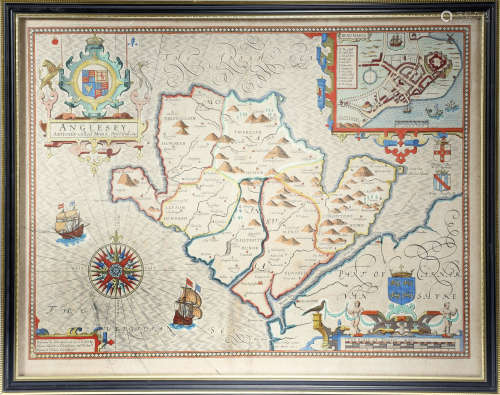 'ANGLESEY ANTIENTLY CALLED MONA. DESCRIBED 1610' JOHN SPEED (1552-1629) a hand-coloured engraved map